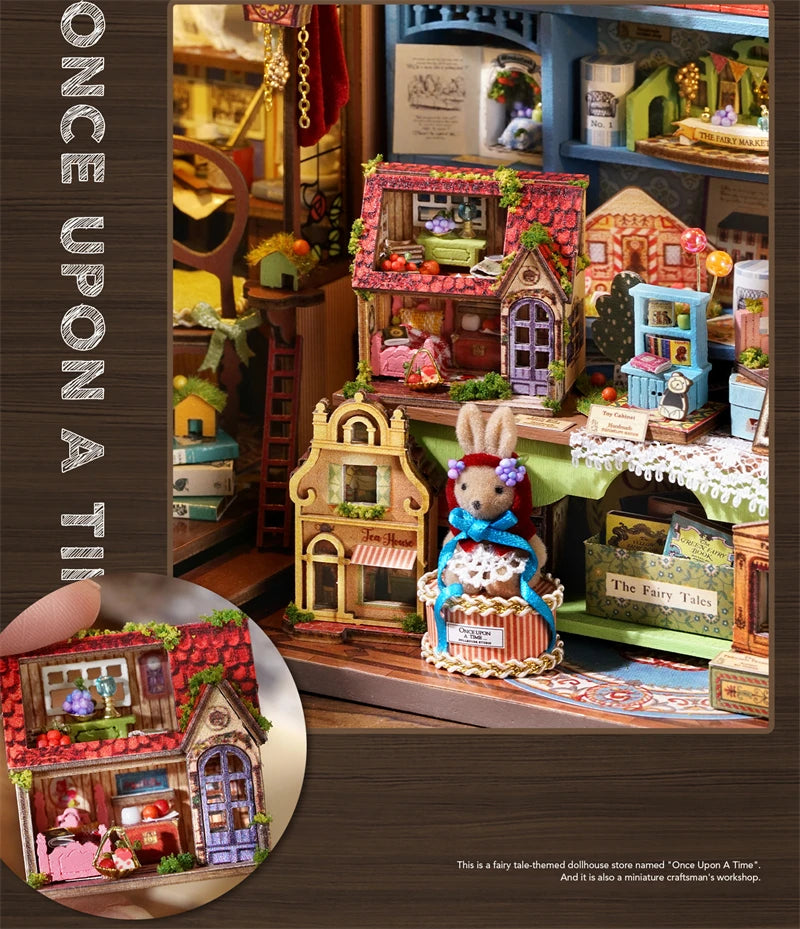 DIY Fairy-Tale Wonderhouse Wooden Miniature Dollhouse Kit with Furniture