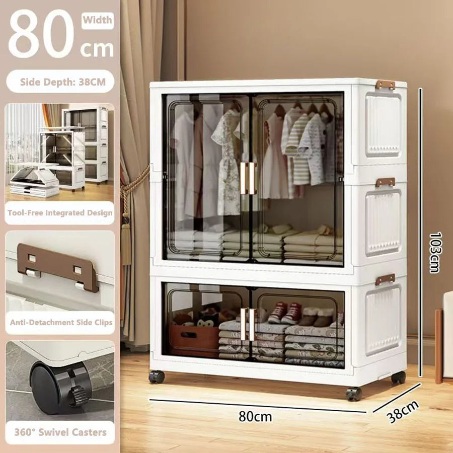 Folding Storage Cabinet - Multi-Use Organizer for Home & Kitchen
