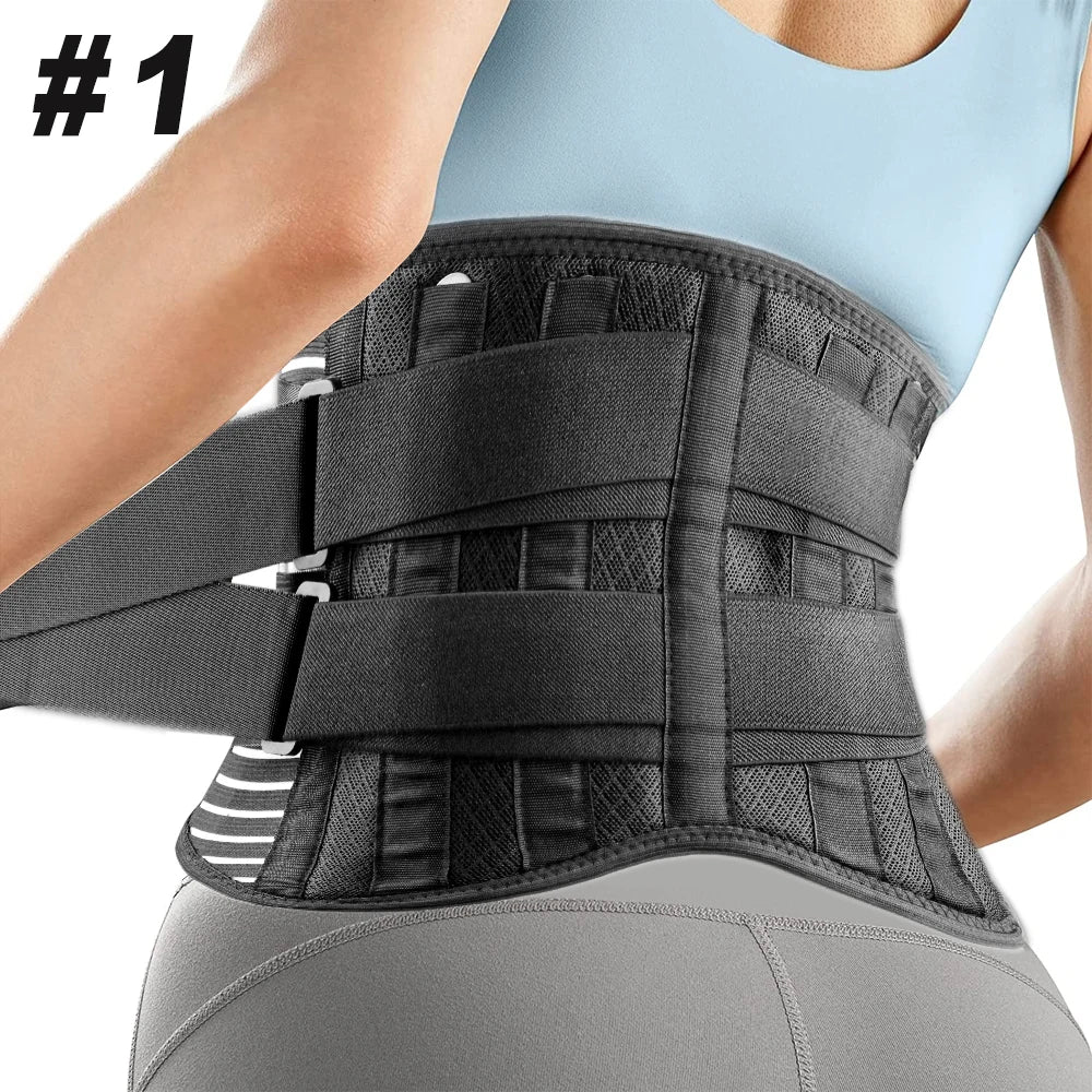 Adjustable Black Lumbar Support Brace for Lower Back Pain Relief