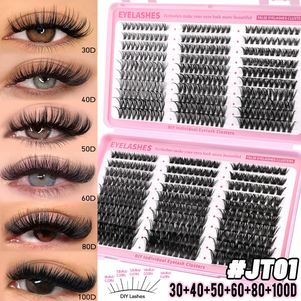 GROINNEYA 510pcs D Curl Fluffy Lashes – 6 Styles, 8-16mm Wispy Extensions