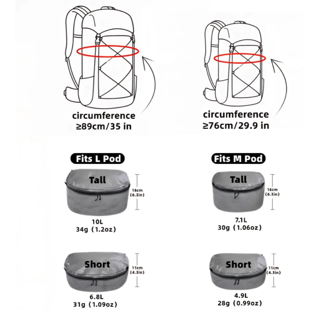 Ultralight Dyneema Packing Pods - Compact Storage for Backpacking