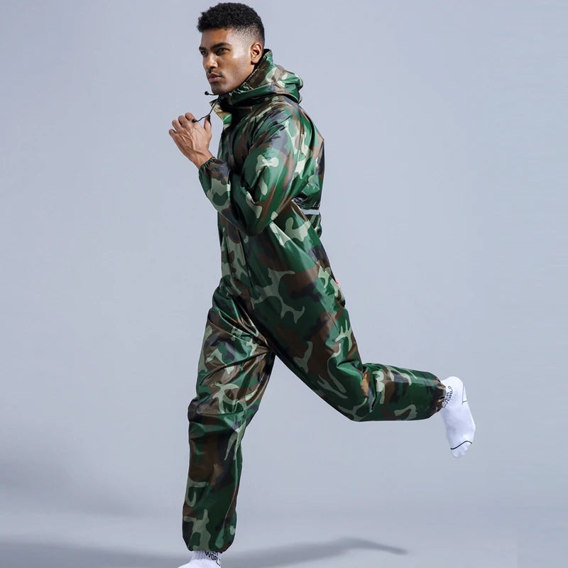 Waterproof One-Piece Raincoat for Men and Women - Versatile Rain Gear