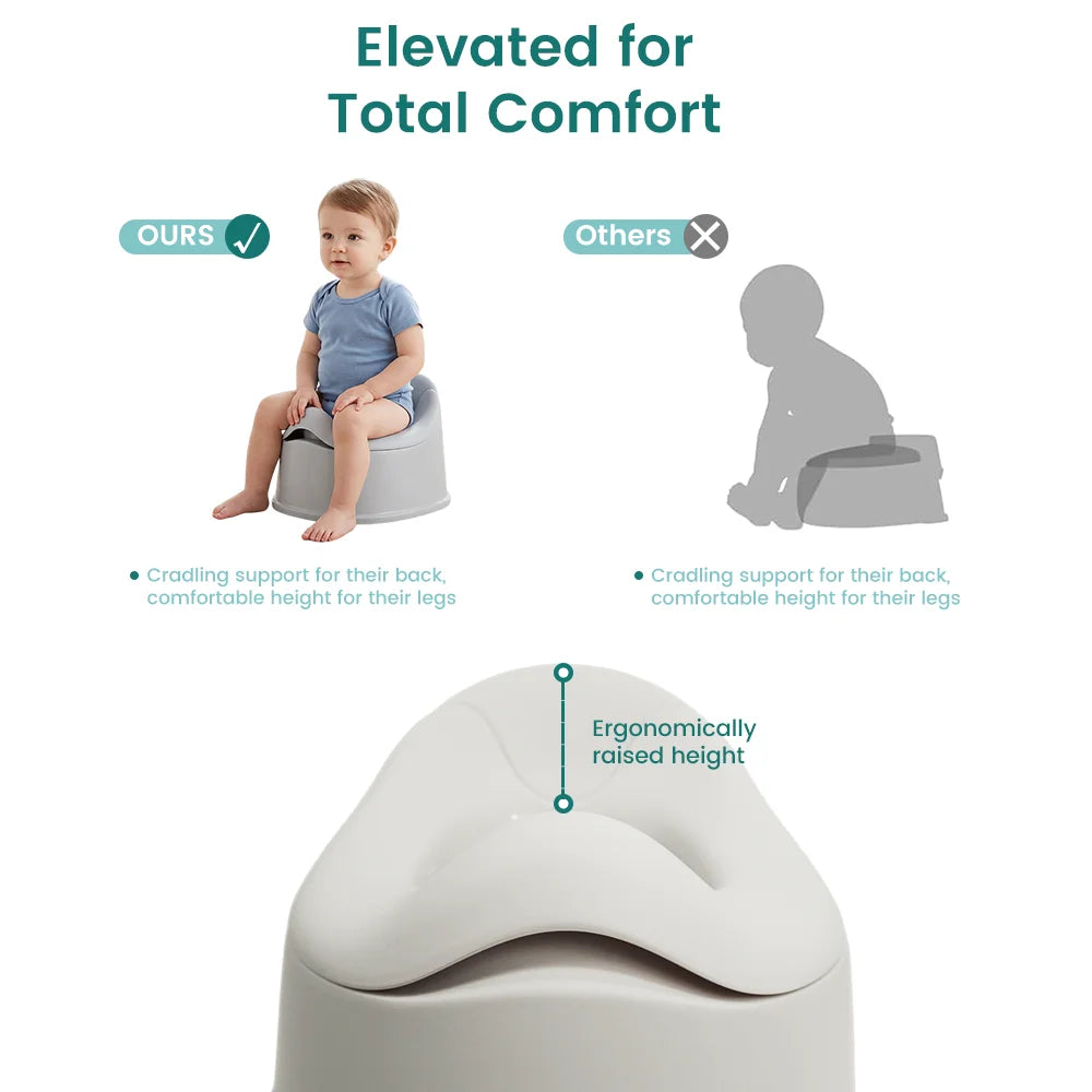 Comfortable Ergonomic Baby Potty Chair - Anti-Slip, Easy Clean, Pink/Grey