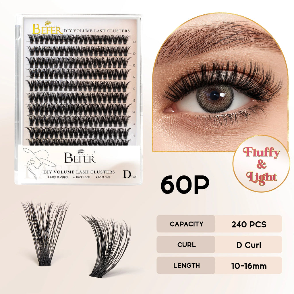 BEFER DIY Cluster Lashes - Natural Volume False Eyelash Extensions