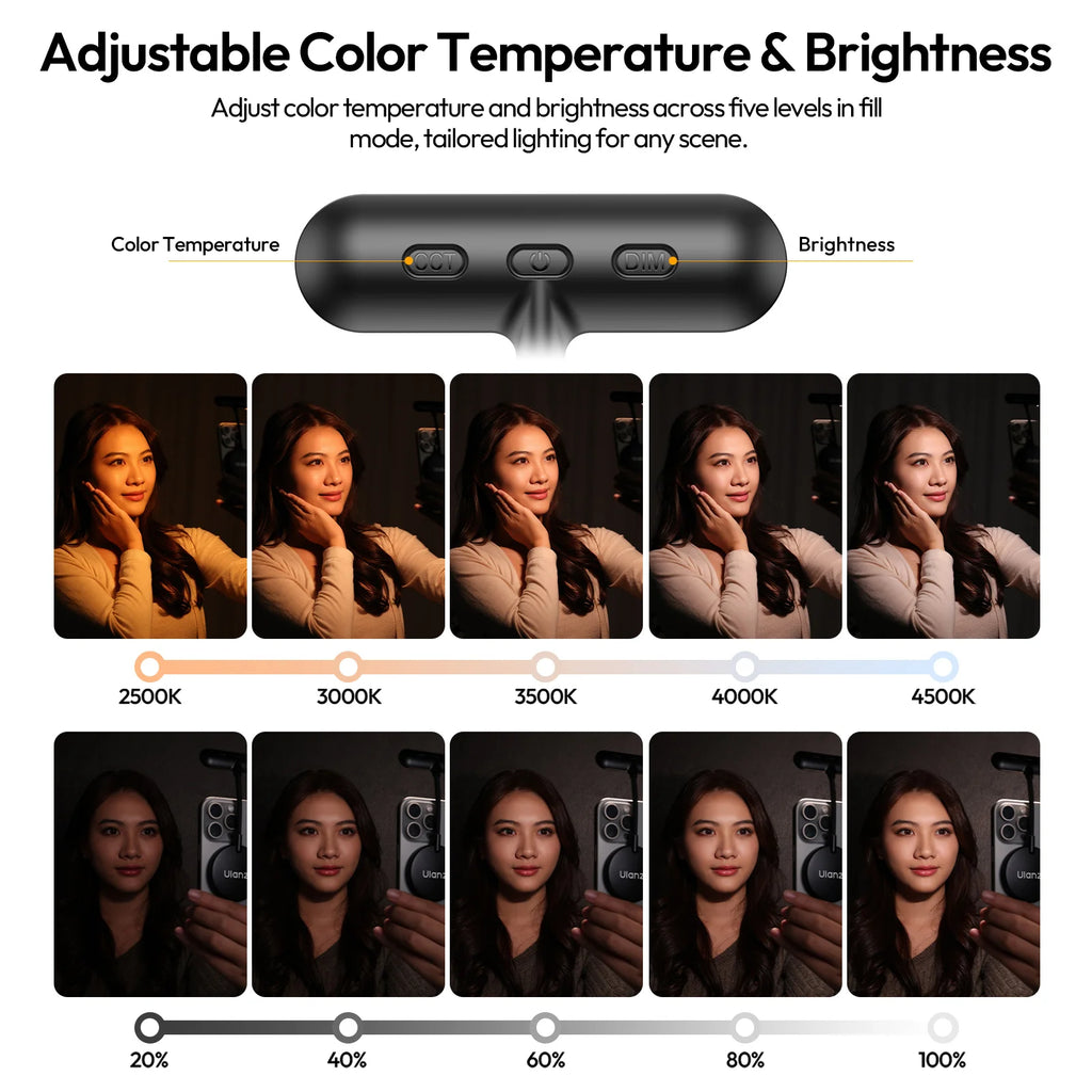 Ulanzi M10 Magnetic LED Selfie Light - Flexible & Rechargeable