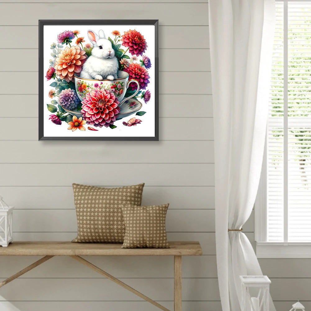 5D DIY Round Diamond Painting Kit - Rabbit and Floral Designs