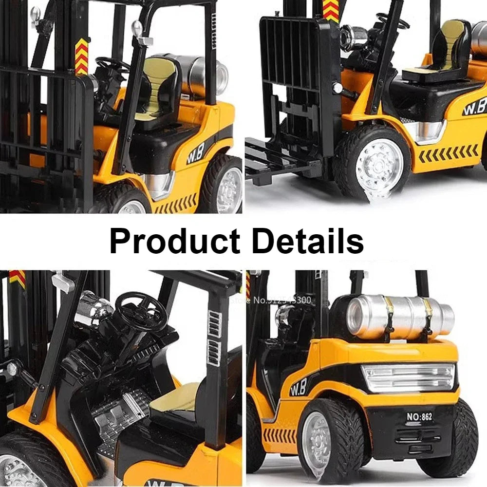 1:24 Diecast Crane Forklift Model with Sound & Light Functions