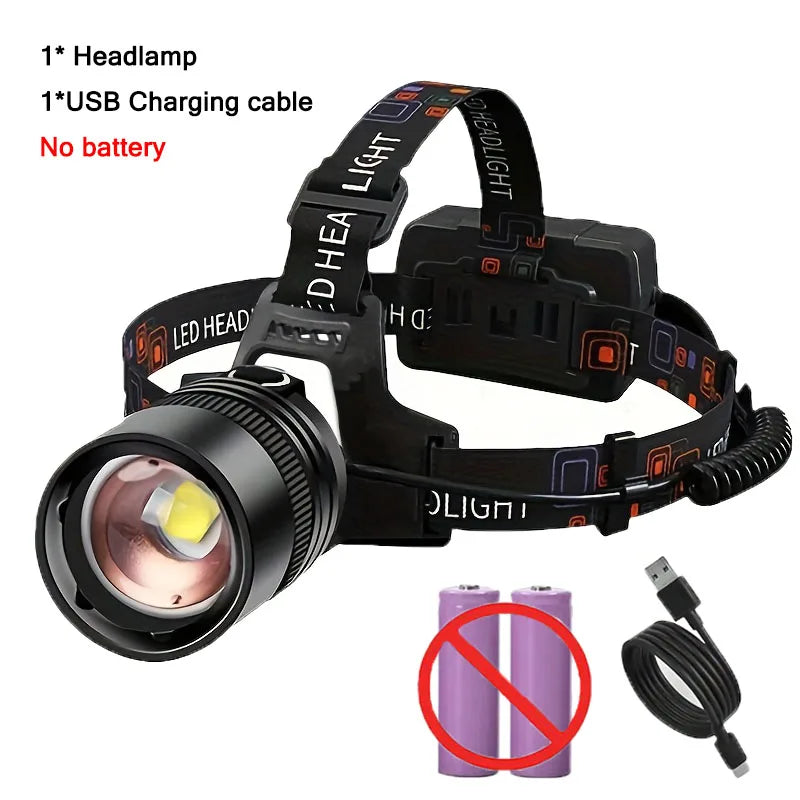 Rechargeable LED Headlamp - High Lumens, Waterproof for Camping & Hiking