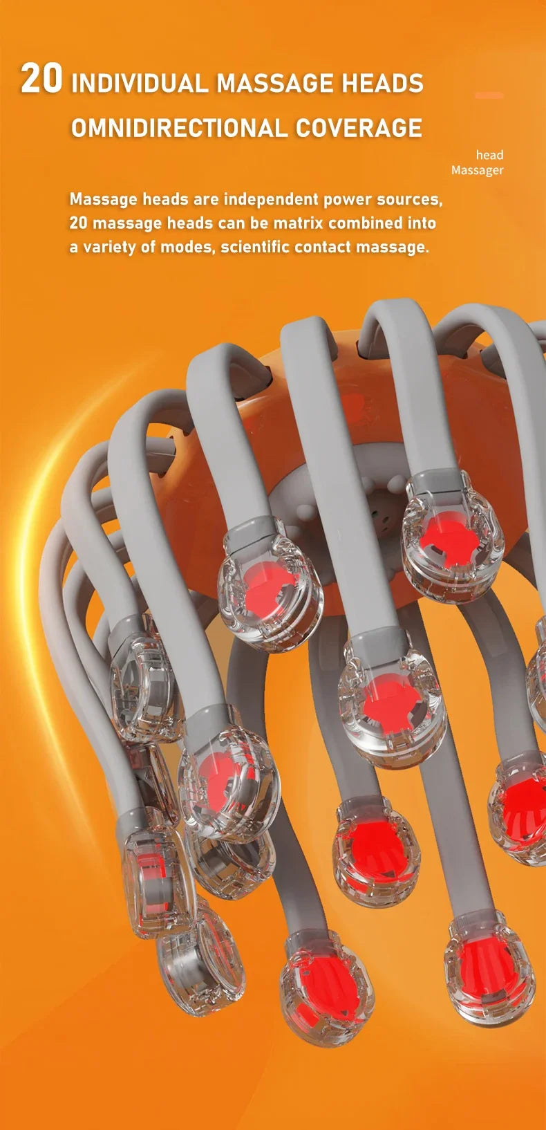 20-Head Red Light Scalp Massager – Stress Relief & Wellness