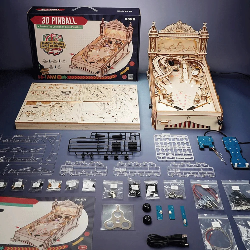 Robotime 3D Wooden Pinball Game - Fun Assembly for All Ages
