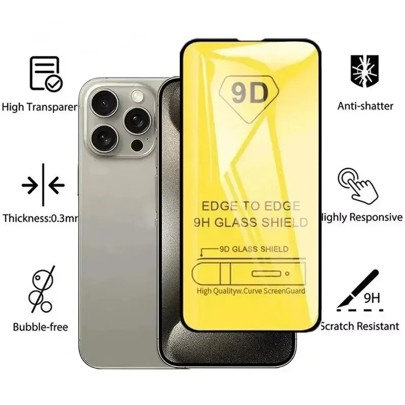 9D Tempered Glass Screen Protector for iPhone 16-8 Series