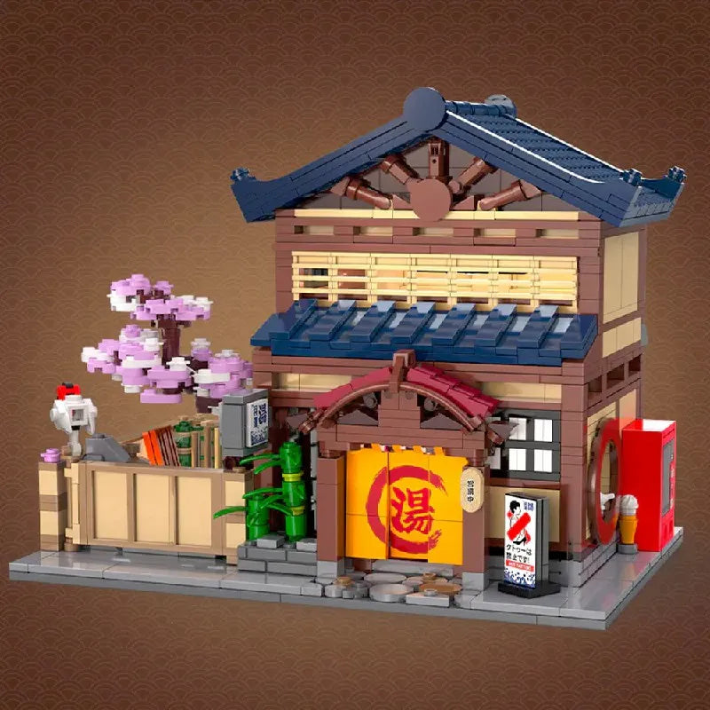 Japanese Bathhouse Building Set - 1249 Pieces Modular Architecture