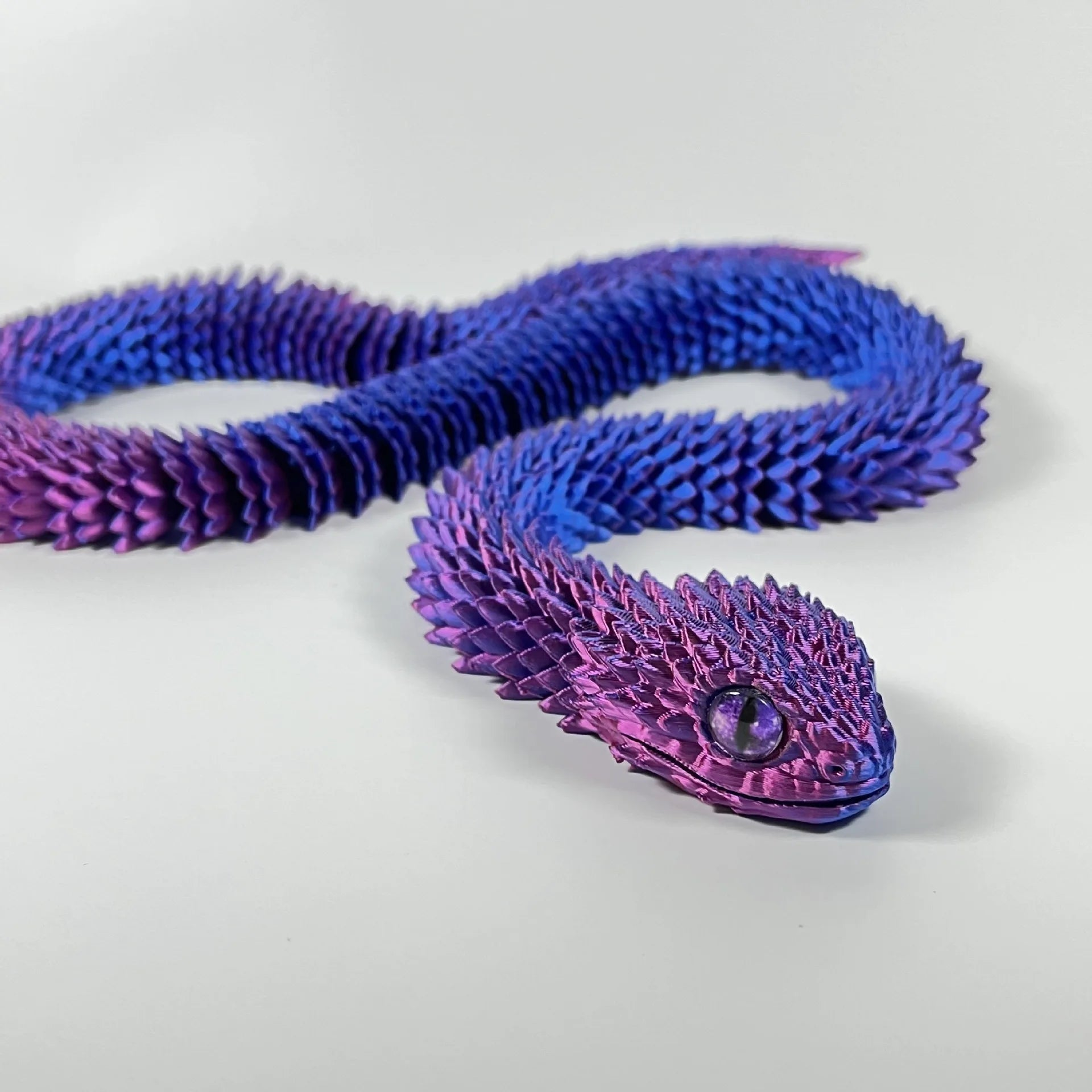 Glowing 3D Printed Viper Decoration with Movable Joints - 63cm