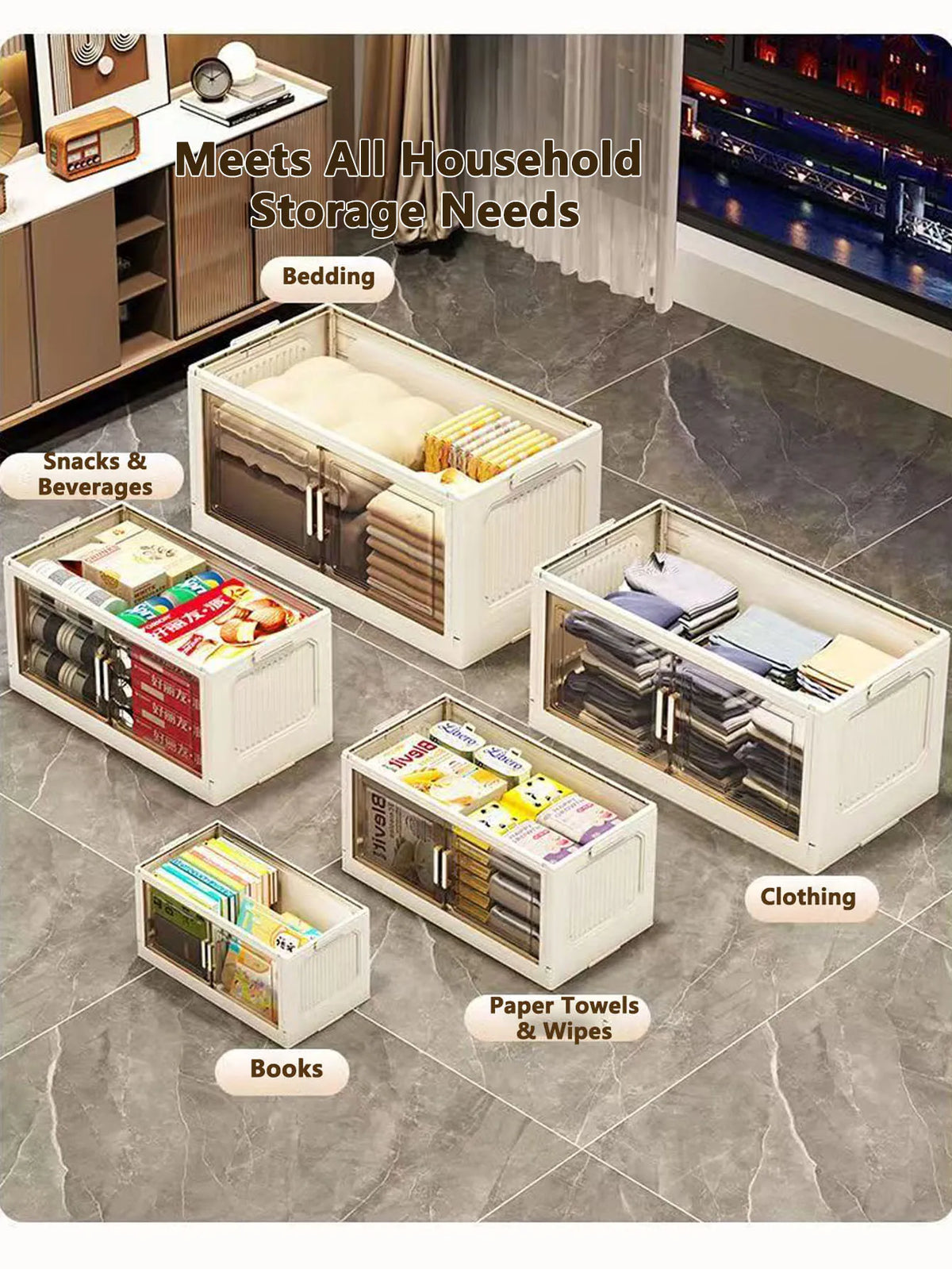 Folding Storage Cabinet - Versatile Toy & Snack Organizer for Home