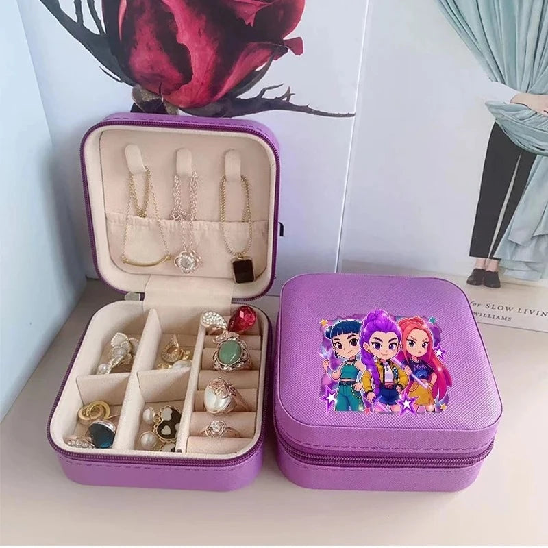 KPOP Jewelry Organizer Box - Stylish Travel Storage for Earrings & Necklaces