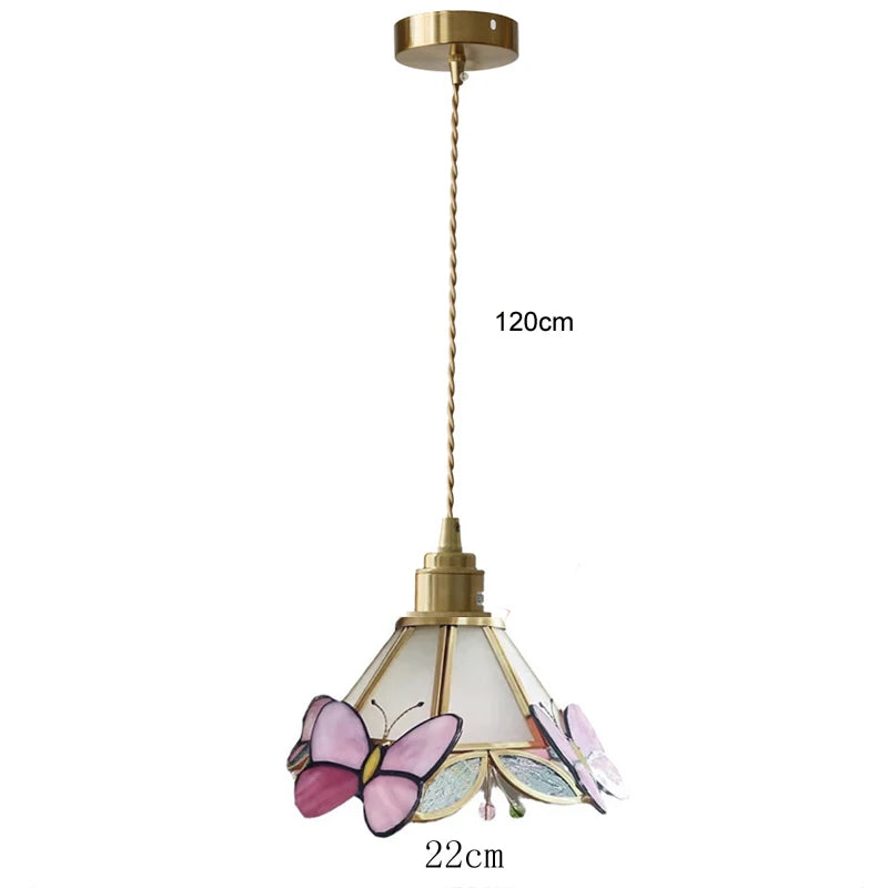 Butterfly Glass Copper LED Pendant Lamp for Modern Indoor Decor