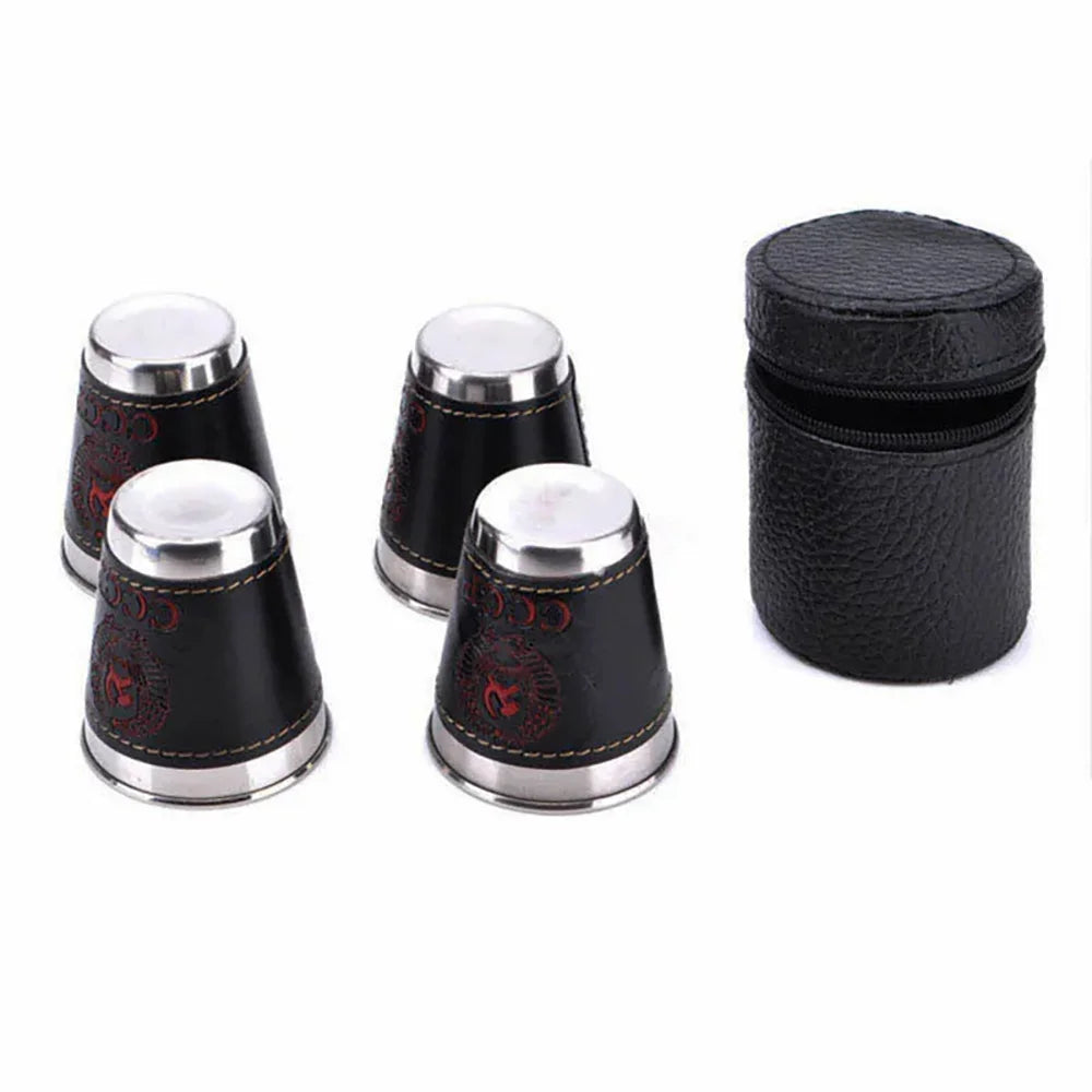 4-Piece Stainless Steel Outdoor Travel Cup Set - Portable & Durable