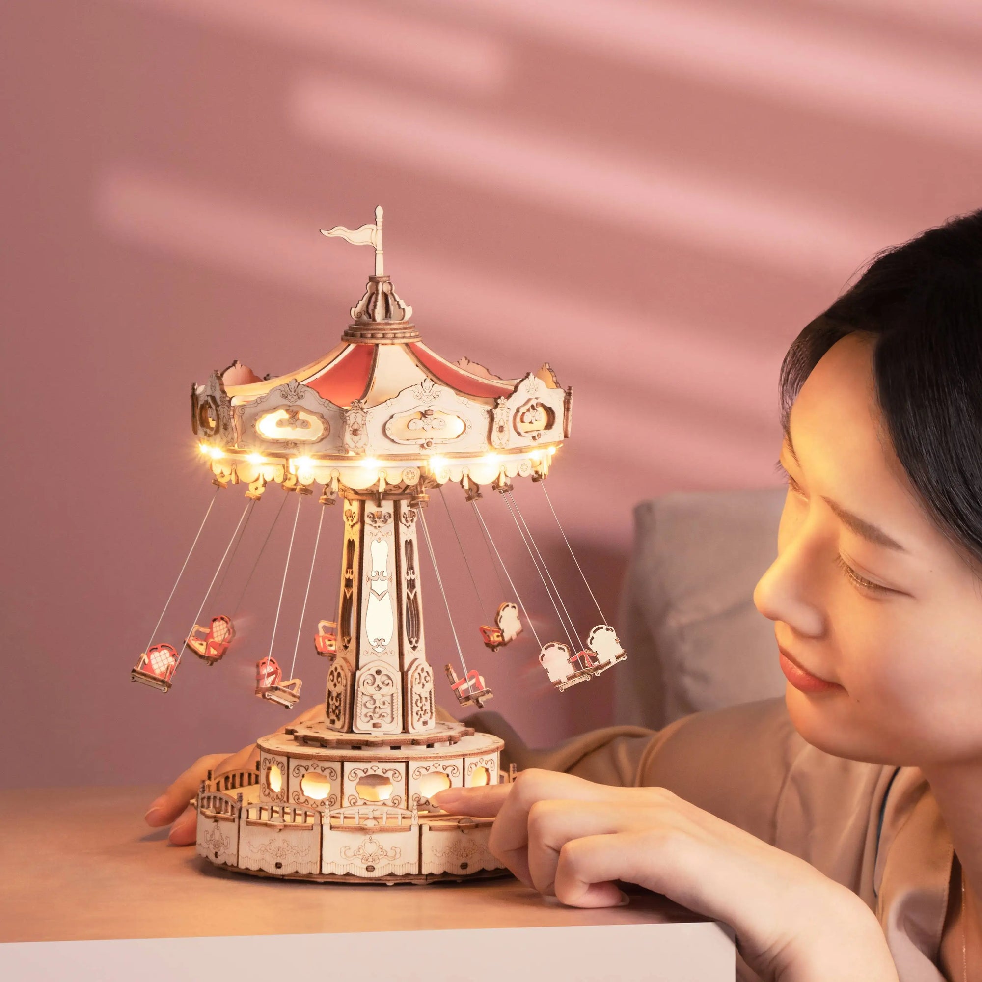 Robotime Rokr 3D Wooden Swing Ride Music Box - Fun DIY Puzzle Kit