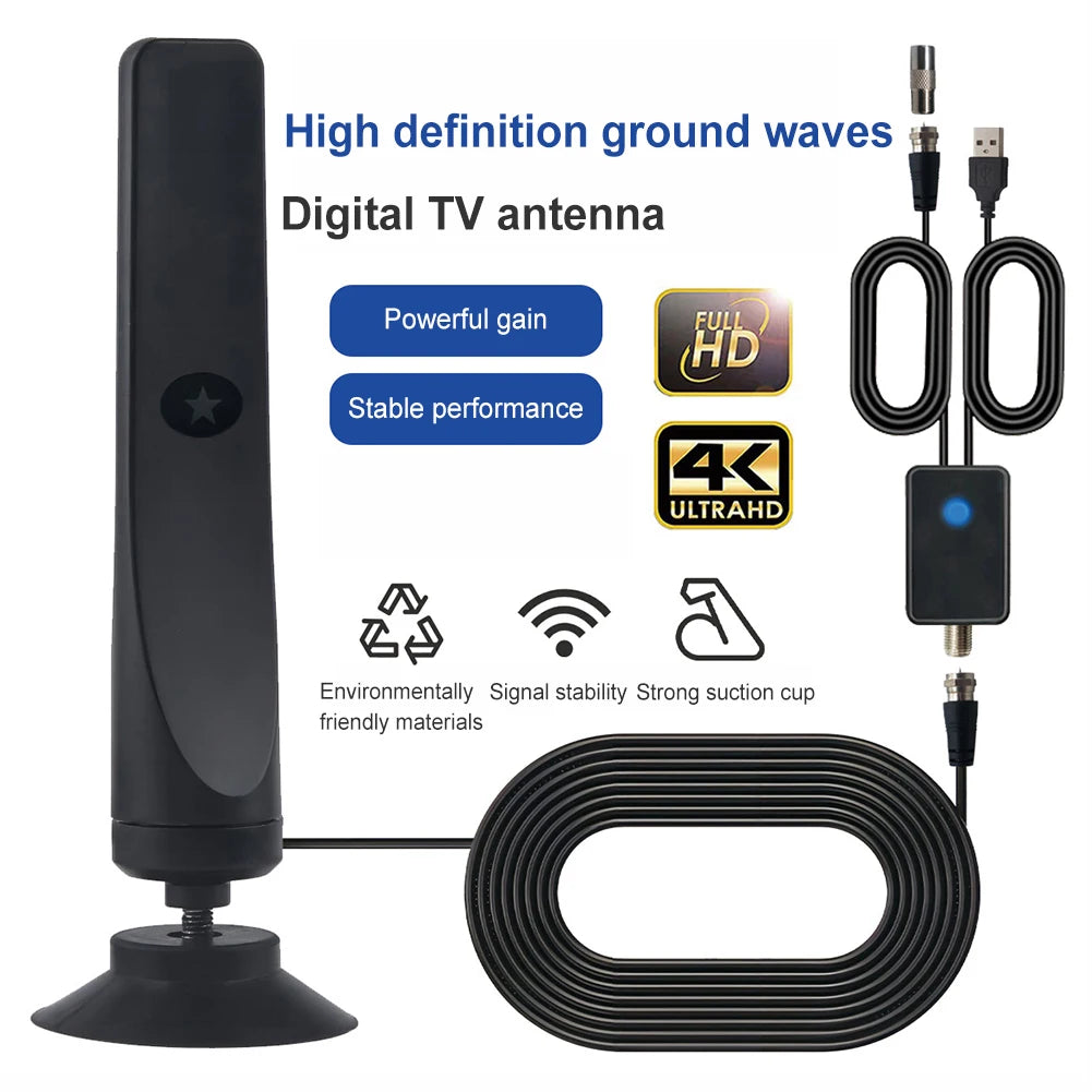 50 Miles Indoor HDTV Antenna with Signal Booster - 4K HD 1080P
