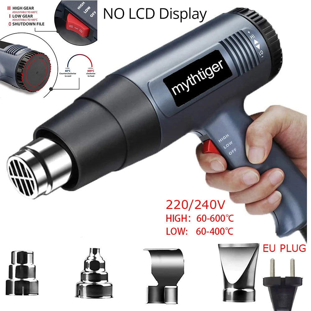 2000W Digital LCD Heat Gun - Industrial Hot Air Gun for DIY & Crafts