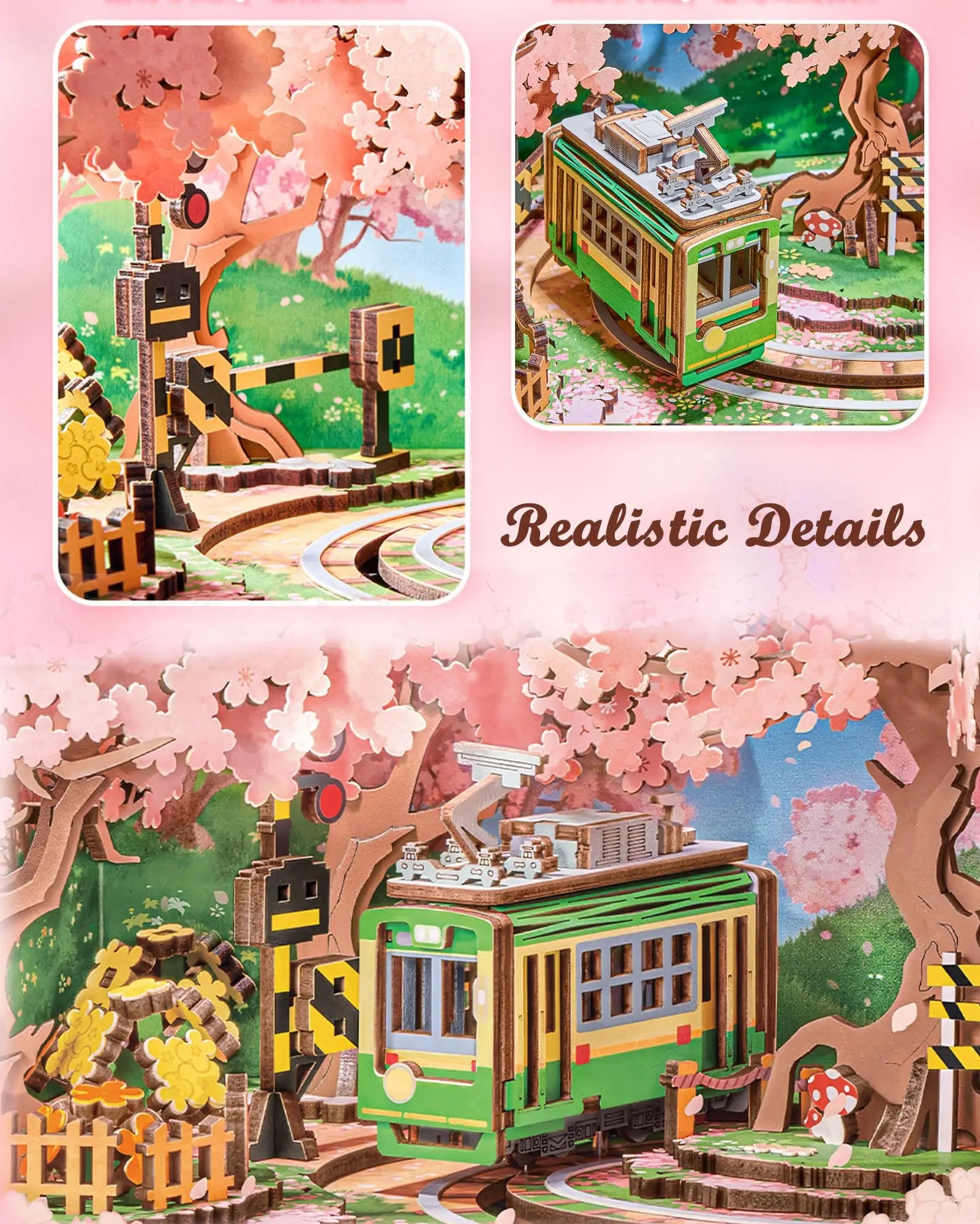 Robotime 3D Wooden Sakura Music Box Puzzle with Lights & Sound