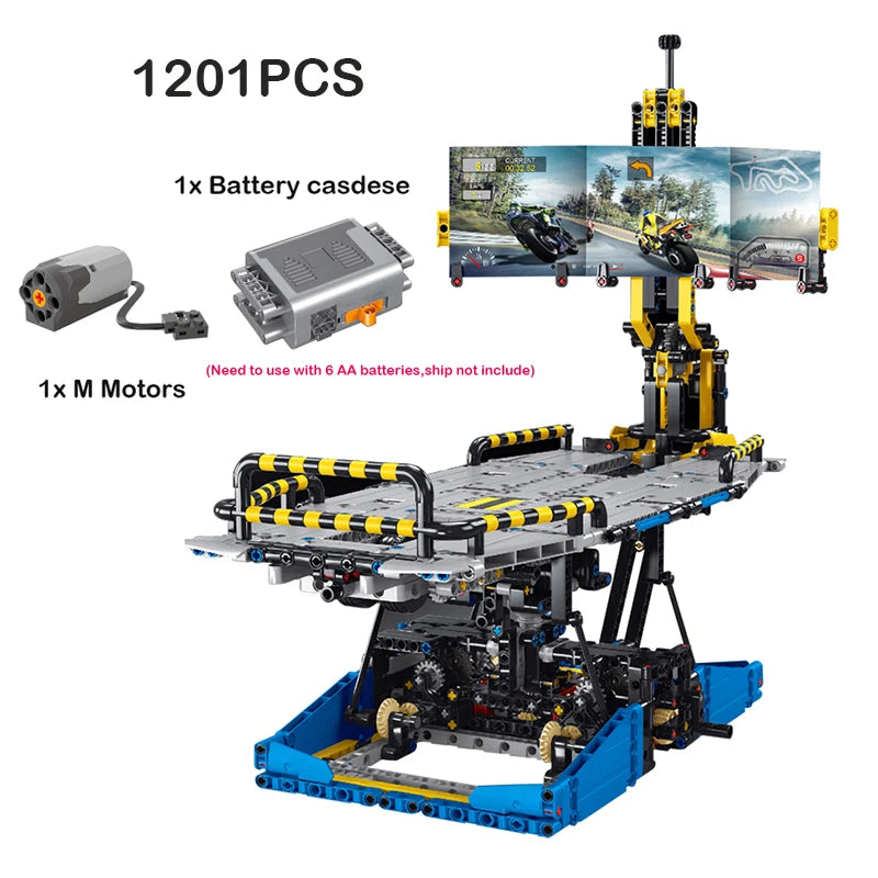 Motorcycle Test Bench Building Blocks - Fun Engineering Toy for Kids