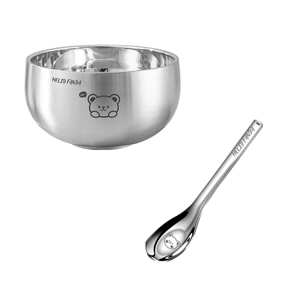 Cartoon Stainless Steel Ramen Bowl - Eco-Friendly & Safe