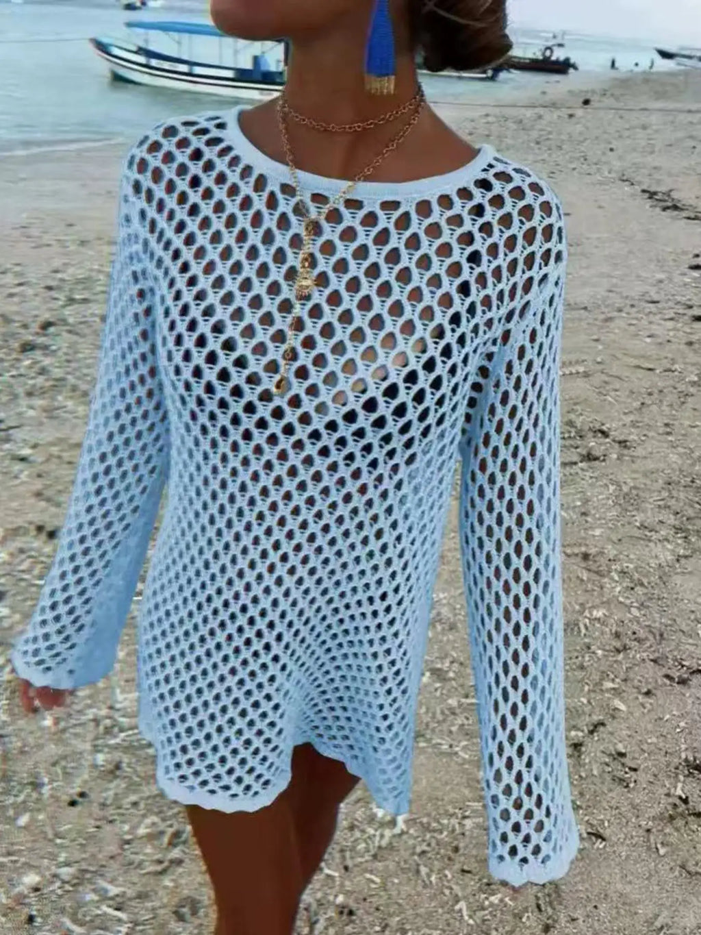 Chic Beach Hollow Out Knit Cover-Up Dress - Perfect Summer Style