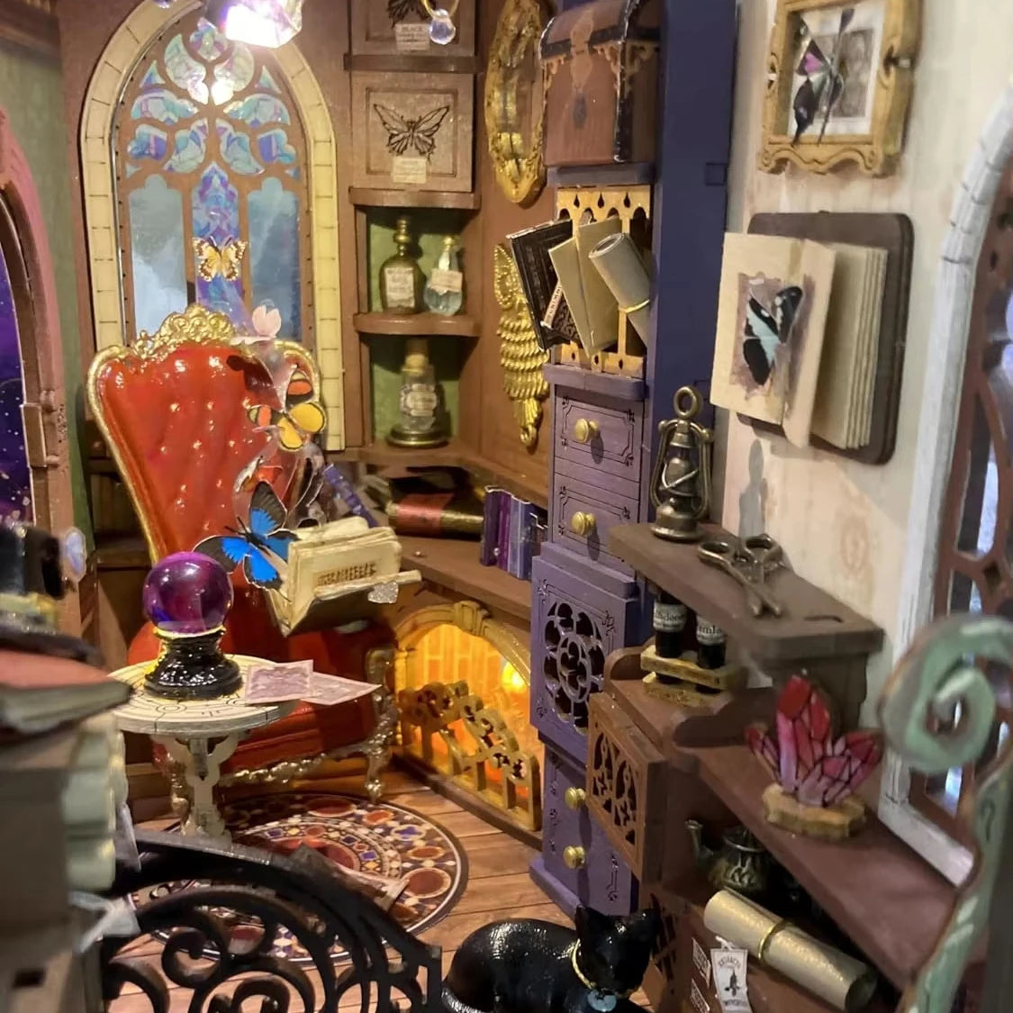 DIY 3D Wooden Book Nook Puzzle Kit with Lights for Creative Crafting