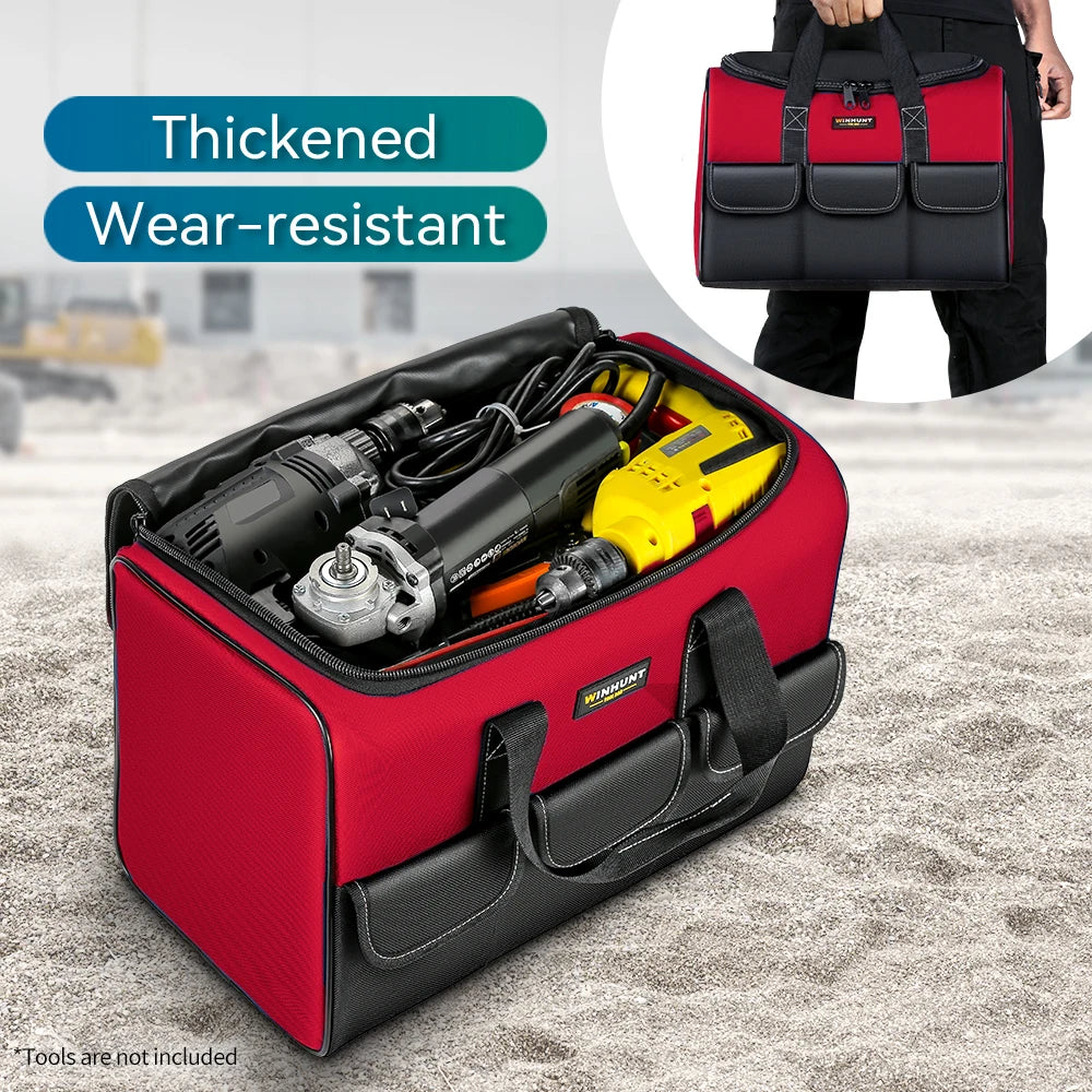 WINHUNT Heavy Duty Wide Mouth Tool Bag - Perfect for Electricians & Mechanics