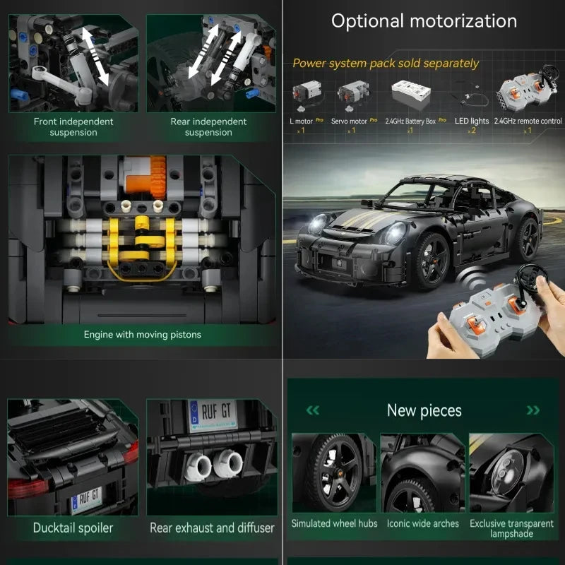 Cada 1655-Piece Remote Control Classic Sports Car Building Toy