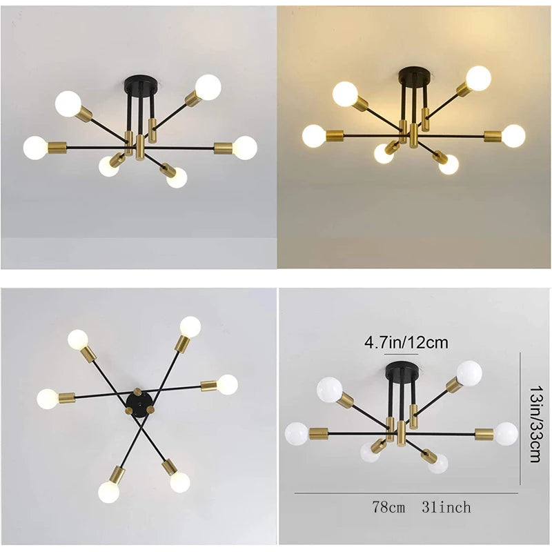 Retro Industrial Wrought Iron LED Ceiling Chandelier for Modern Decor