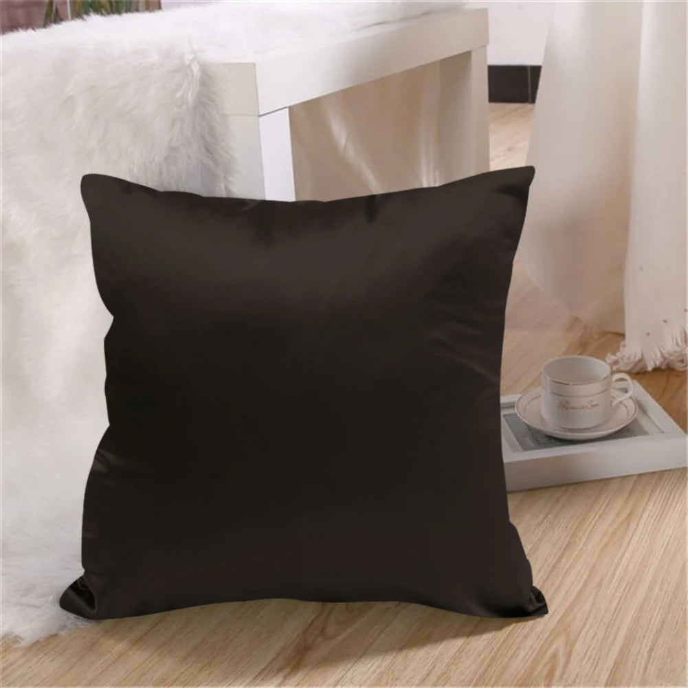 Elegant Satin Silk Throw Pillow Case with Hidden Zipper - Solid Color