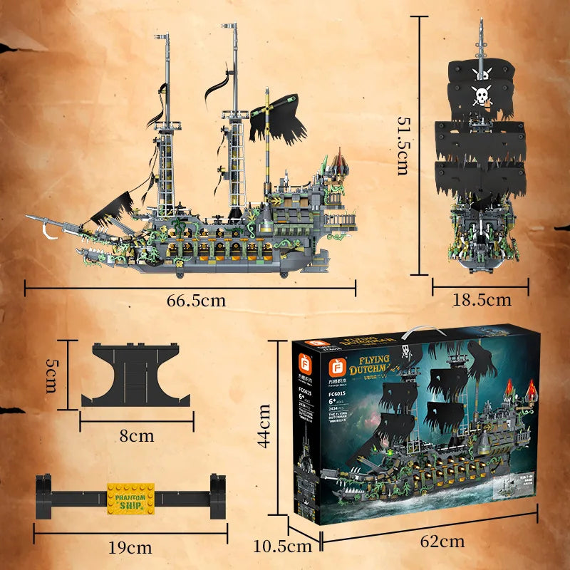2434Pcs Flying Dutchman Pirate Ship Building Blocks Model for Kids