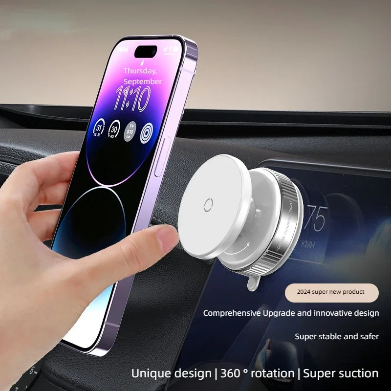 Magnetic Vacuum Phone Stand | 360° Rotatable Car Mount for Smartphones
