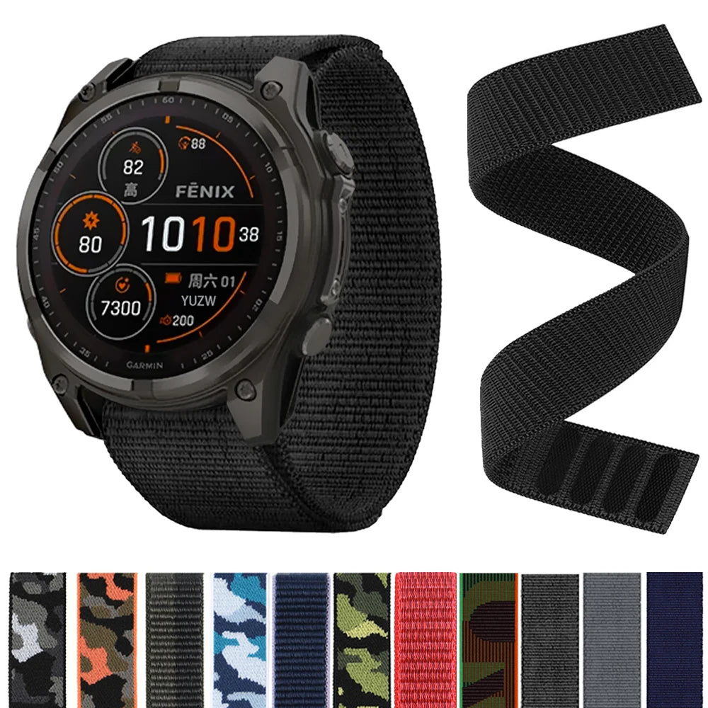 Durable Nylon Watch Band for Garmin Fenix 22mm & 26mm - Quick Release