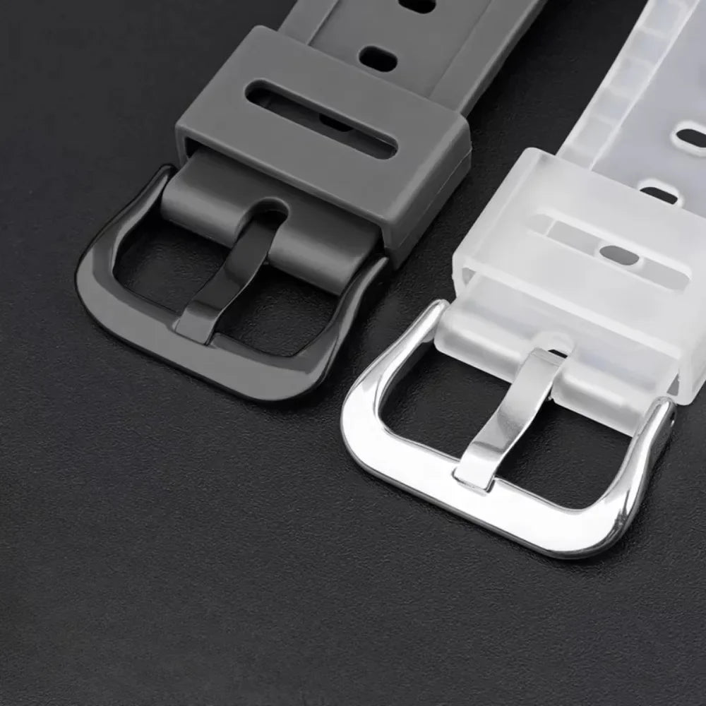 16mm Waterproof Silicone Watch Strap for Casio Models | Silver Buckle