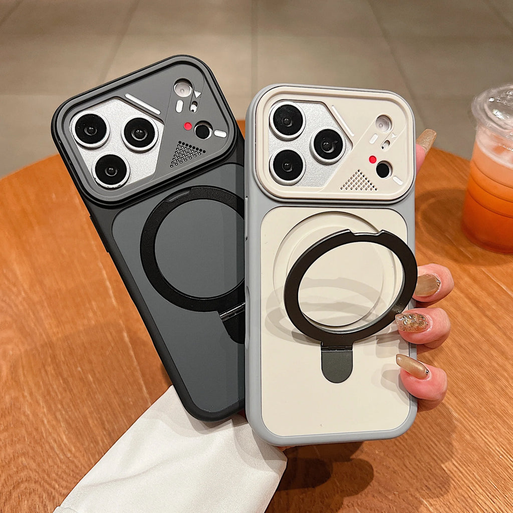 Luxury Magnetic Phone Case with Metal Ring Holder for iPhone 15-17