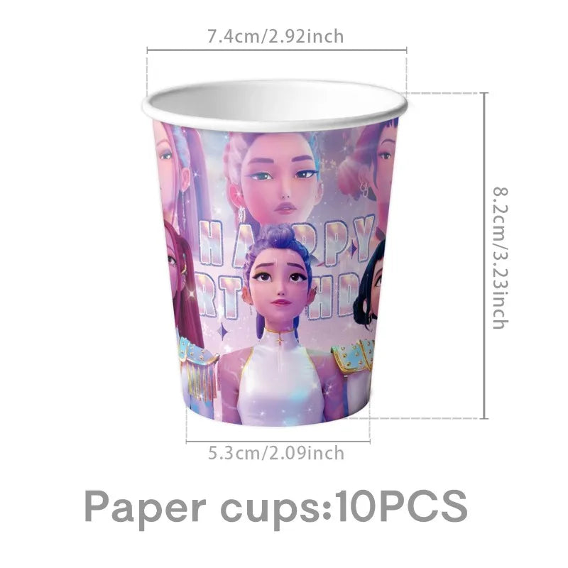 K-pop Girl Group Pink Dinnerware Set for Magical Birthday Parties