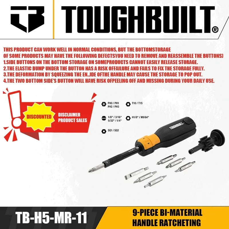 TOUGHBUILT 9-Piece Ergonomic Ratcheting Screwdriver Set