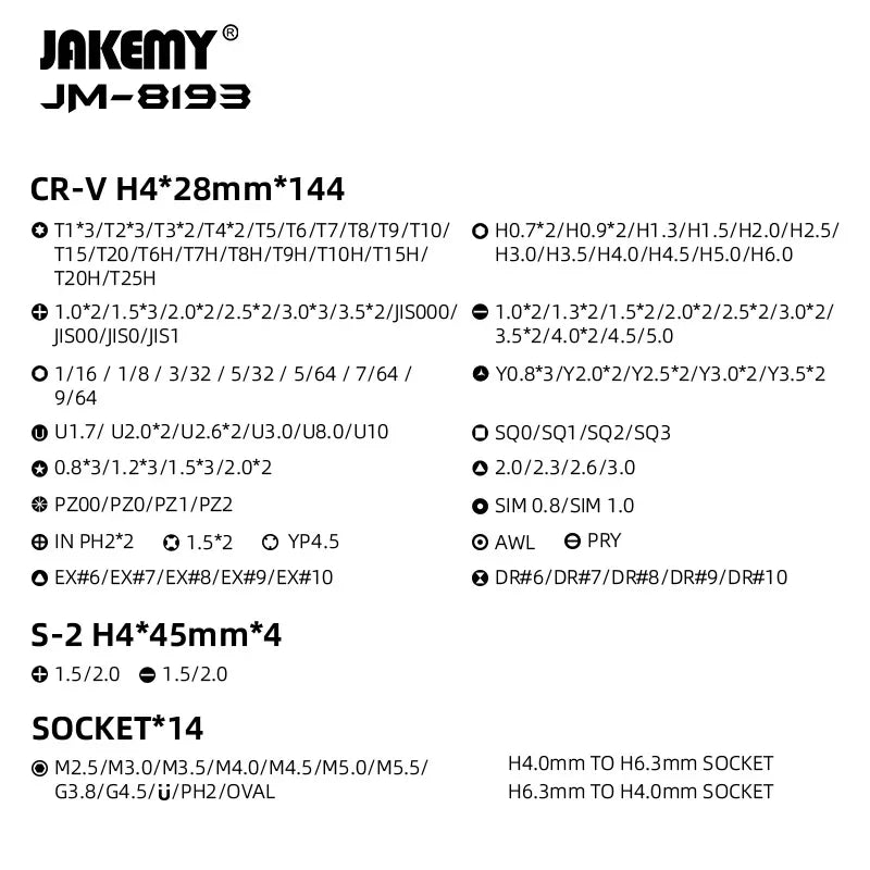 JAKEMY JM-8193 180-in-1 Precision Screwdriver Toolkit for Electronics