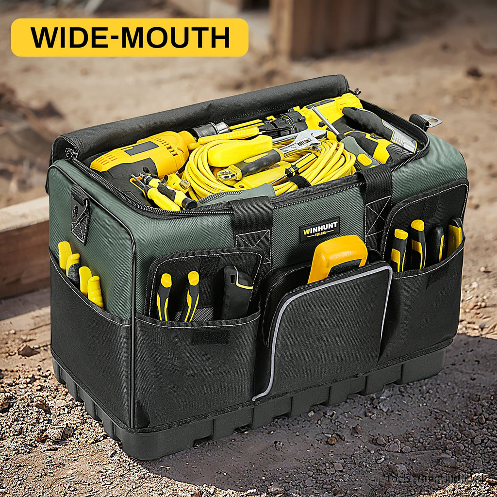 Heavy Duty Electrician Tool Bag with 16 Pockets & Hard Bottom