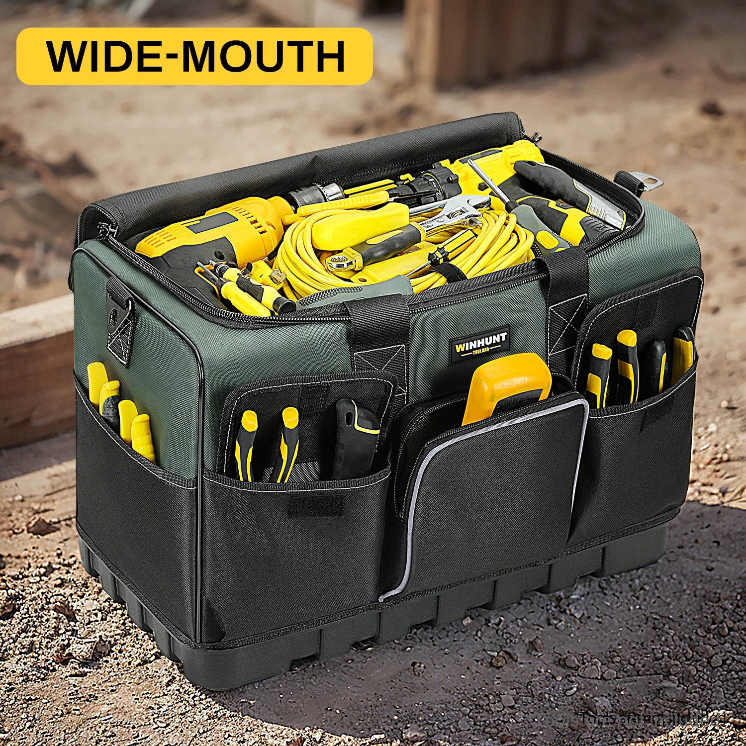 Heavy Duty Electrician Tool Bag with 16 Pockets & Hard Bottom