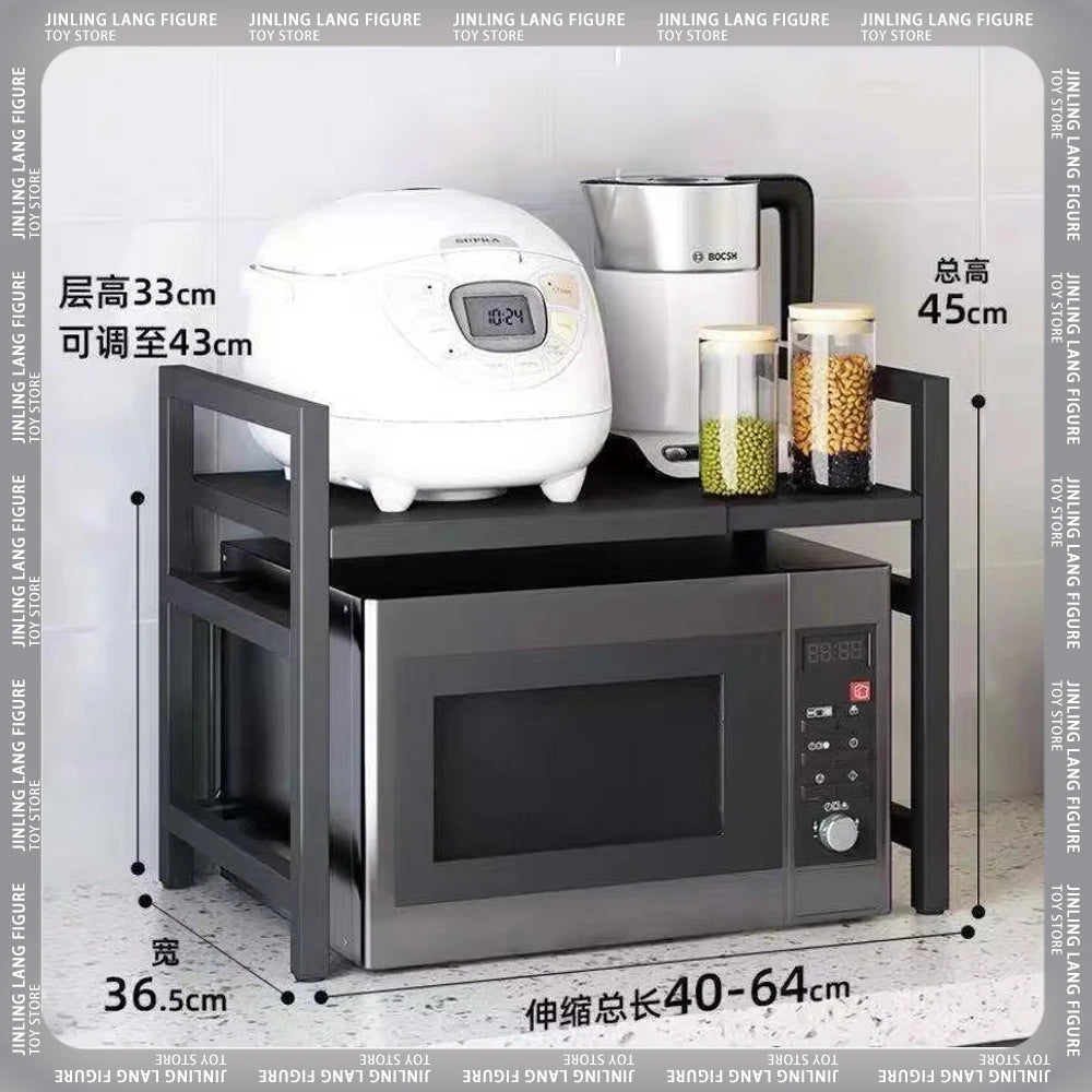 Double-Layer Microwave Storage Rack - Space-Saving Kitchen Organizer