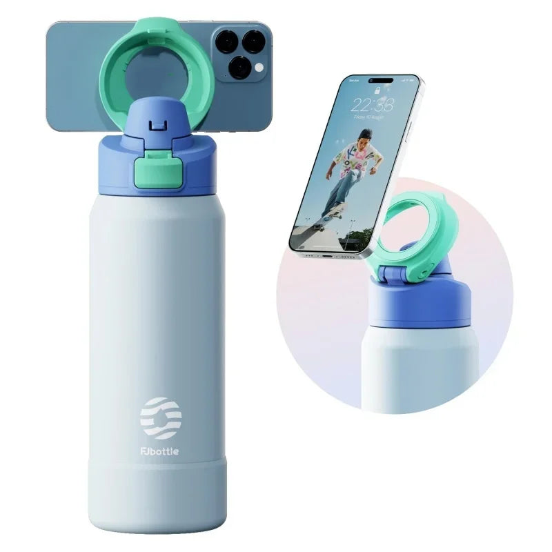 FEIJIAN Insulated Stainless Steel Sports Water Bottle with Phone Holder