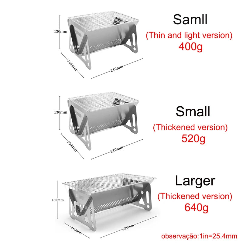 Portable Stainless Steel Folding BBQ Grill for Outdoor Cooking