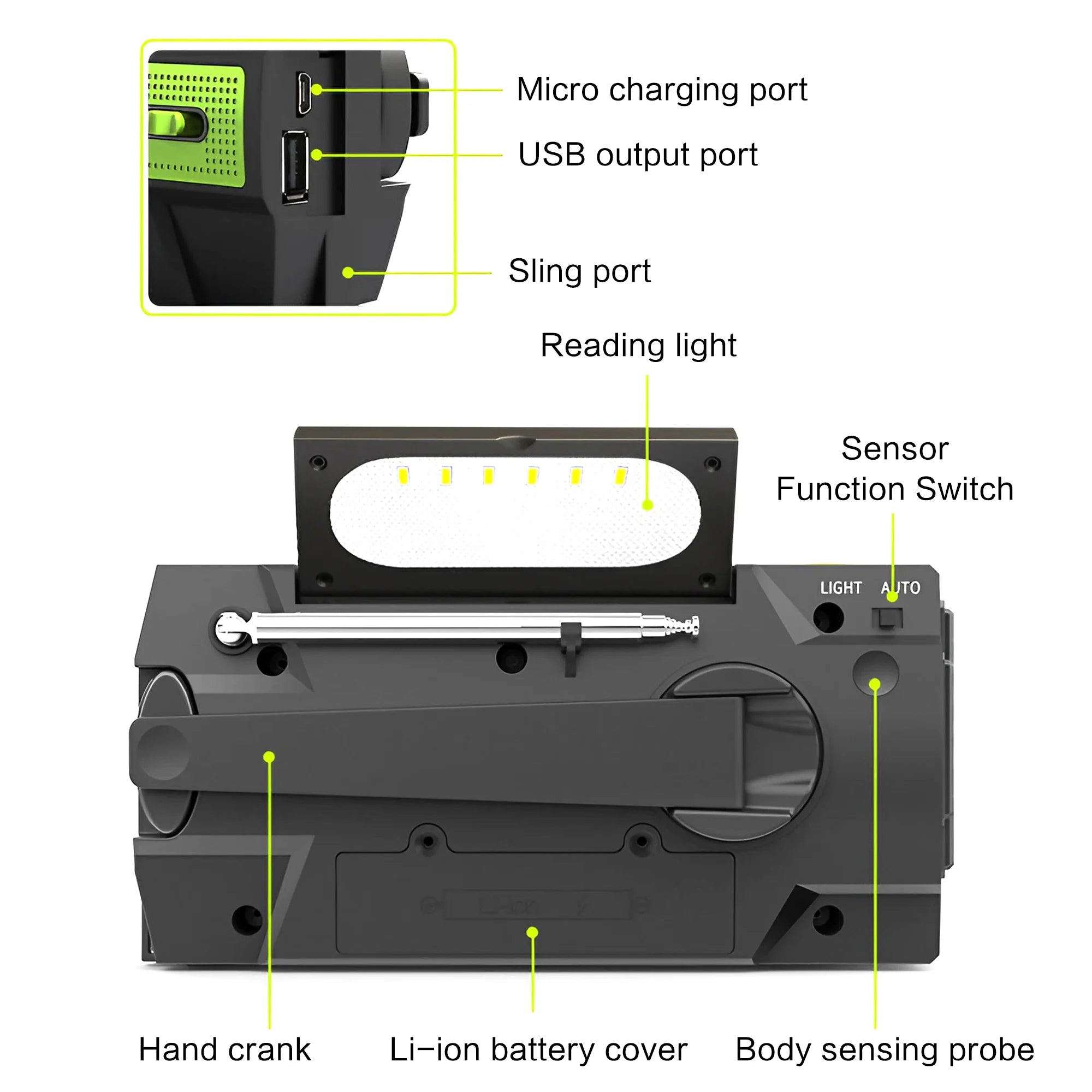 Versatile Solar Crank Radio with 4000mAh Battery & SOS Alarm