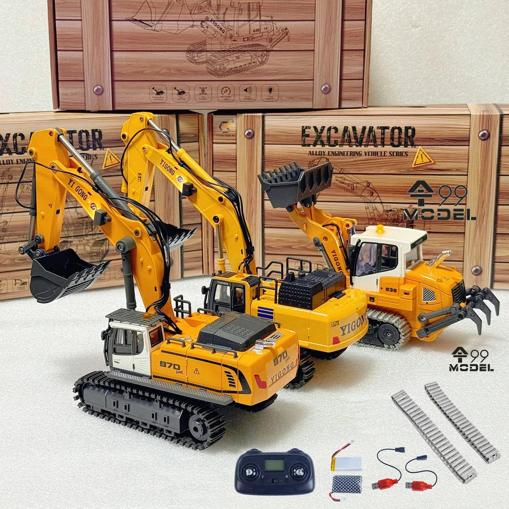 Mini RC Excavator Loader 1/50 - Realistic Fun with Lights & Sounds