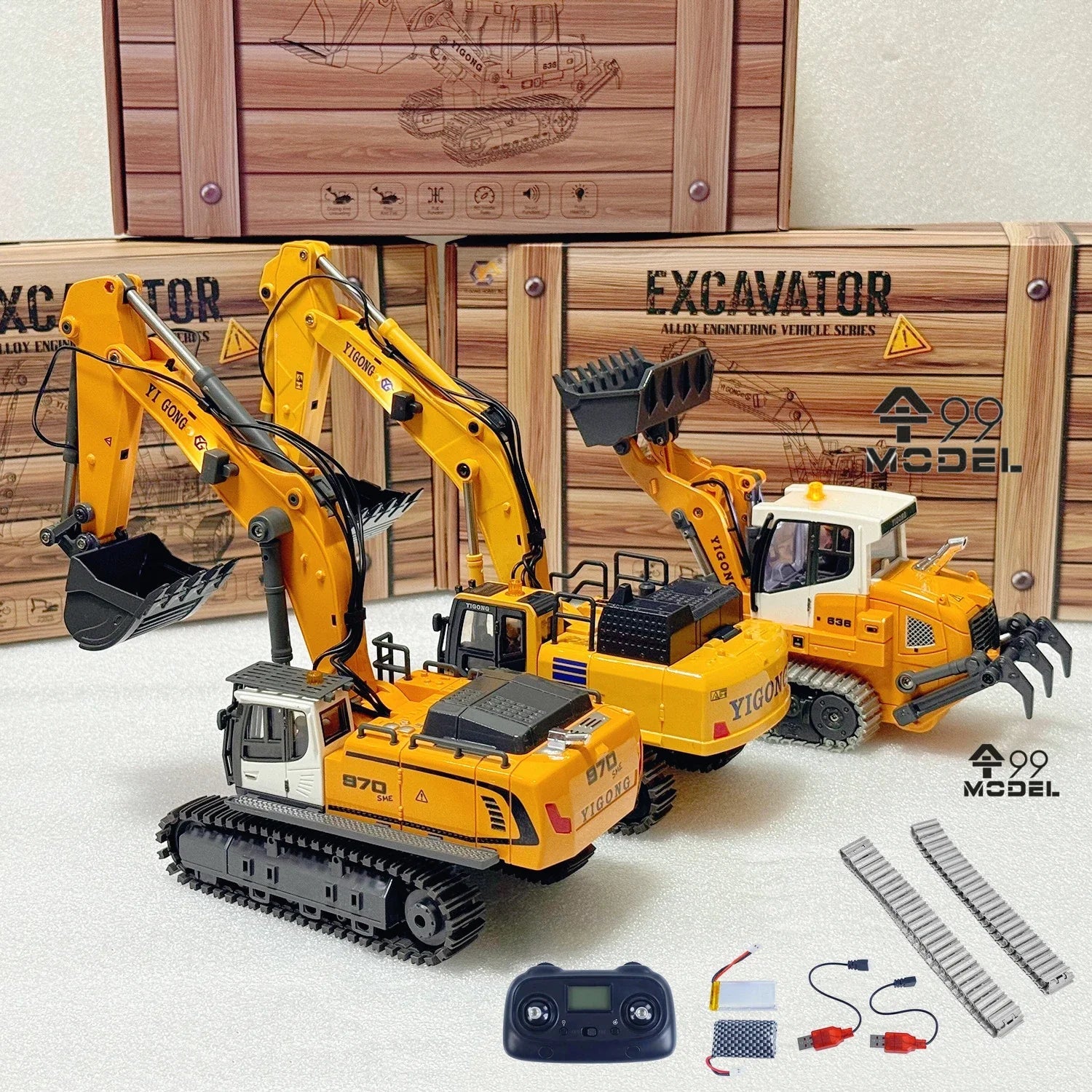 Mini RC Excavator Loader 1/50 - Realistic Fun with Lights & Sounds