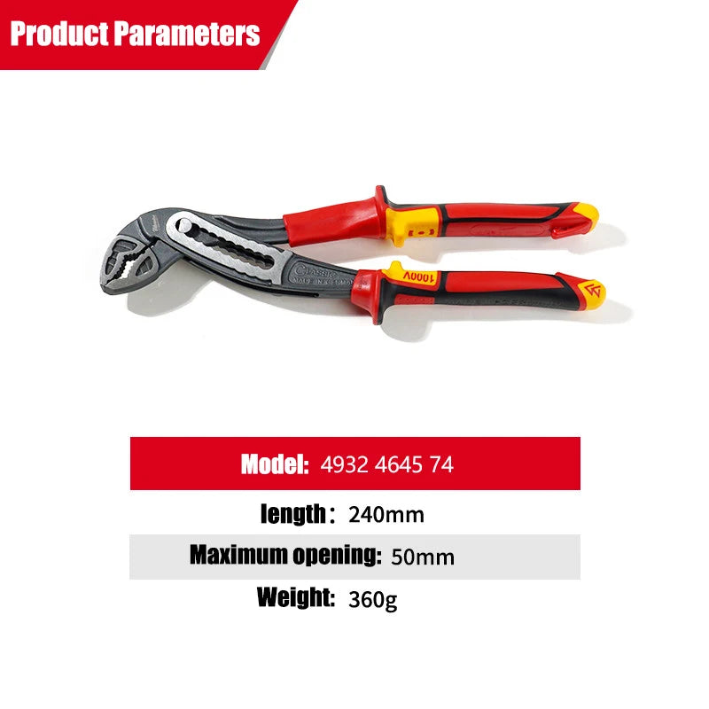 Milwaukee 10" VDE Insulated Water Pump Pliers - Industrial Grade Tools